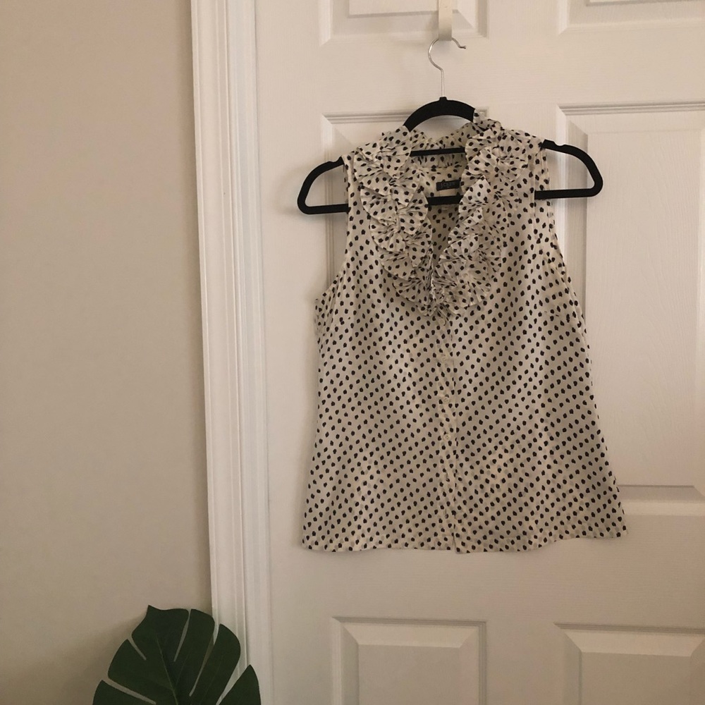 J.Crew (outlet) silk black  and white sleeveless button down blouse
